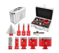 Foret Diamant Kit Trepan Carrelage - FOCSTOL Scie Cloche Diamantée pour Porcelaine Carrelage Marbre Granit 10 pièces (6/8/10/20/35/50/68mm+20mm Fraise+50mm Mèches Chanfrein+Adaptateur)