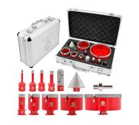Foret Diamant Kit Trepan Carrelage - FOCSTOL Scie Cloche Diamantée pour Porcelaine Carrelage Marbre Granit 12 pièces (6/8/10/12/20/35/50/68/110mm+20mm Fraise+50mm Mèches Chanfrein+Adaptateur)