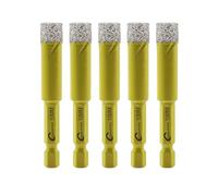 Foret Diamant Sec Set - 5 pièces 10mm SANLEETEK Trépan Diamant avec Queue à Changement Rapide pour Marbre Granit Céramique Porcelaine Carrelage Grès Quartz