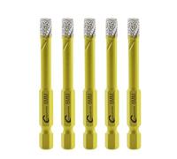 Foret Diamant Sec Set - 5 pièces 6mm SANLEETEK Trépan Diamant avec Queue à Changement Rapide pour Marbre Granit Céramique Porcelaine Carrelage Grès Quartz