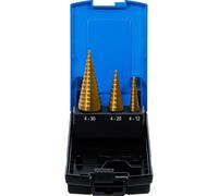 Foret étagé Foret à métaux - 3 pièces - Ø 4 à 30 mm - HSS 4241 revêtu de titane - Foret conique pour métal