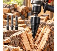 Foret Fendeur de Bois 32 mm pour Festool KHC 18 | Cône fendeur noir Ø32 mm, longueur de tête 109 mm, filetage hélicoïdal et 3 tiges métalliques : hexagonale, 4 encoches et 2 r