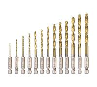Foret Hélicoïdal en HSS 13Pcs Forets Hexagonaux en Acier Rapide avec Revêtement en Titane 1,5 Mm - 6,5 Mm