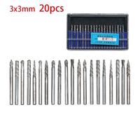 Foret-meche Fraise en carbure de tungstène ensemble d'outils de coupe pour Dremel- 20pcs 3x3mm Blue box