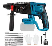 Foret pour marteau perforateur Makita 18 V 3 en 1 sans balais avec 7 perceuses, gants, 3 modes de fonctionnement, poignée anti-vibrations et embrayage de sécurité
