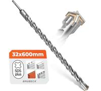 Foret SDS Plus BAUBECK 32 mm x 600 mm - Foret béton et pierre, acier 40CR, 4 dents puissantes, foret maçonnerie SDS Plus 32 mm pour résultats pro