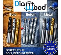 Foret Trépan Tête Asynchrone - Béton, Maçonnerie, Marbre D. 45 x Lt. 990 x Lu. 850 mm x Q. SDS-MAX x Z4 - Diamwood