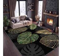 forêt tropicale humide Tapis de Salon 140 x 200 cm luxe moderne Doux Lavable en Machine, Dos Antidérapant Poil Ras feuilles de palmier Monstera, Facile Entretien pour Chambre Entrée Couloir Bureau