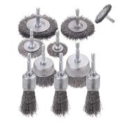 Forets à brosse métallique en forme de coupe, Jeu de brosses à meules métalliques, paquet 10, tige hexagonale 1/4 pouces, acier au carbone grossier 0.012 serti(10pcs)