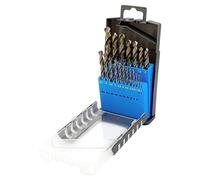 Forets à métaux en acier HSS M35 avec 5% de cobalt, conformes à la norme DIN338, pointe divisée à 135°, de 1 à 10 mm de diamètre et 0,5 mm de pas, lot de 19 pièces