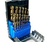 Forets à métaux en acier HSS M35 avec 5 % de cobalt, norme DIN338, pointe divisée à 135°, de 1 à 13 mm de diamètre et 0,5 mm de pas, lot de 25 pièces