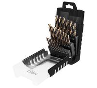 Forets à métaux HSS-CNC, angle de 124°, "Pro-Tec", de 1,0 à 13,0 mm, coffret de 25 pièces.