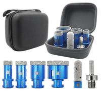 Forets à noyau de remplacement - Foret à noyau M14 et scie à trous - Coffret de 6 pièces - Pour céramique, marbre, granit et carrelage - Granulométrie moyenne - Pour perçage de matériaux de constructi