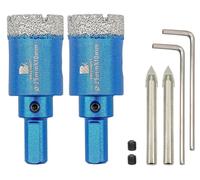 Forets diamantés pour carrelage, avec foret de centrage, lot de 2, diamètre 25 mm, pour porcelaine, céramique, pierre, granit, marbre, avec tige triangulaire