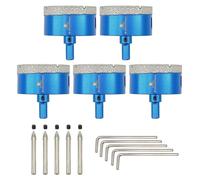 Forets diamantés pour carrelage, avec foret de centrage, lot de 5, 65 mm, tige triangulaire, pour porcelaine, céramique, pierre, granit, marbre