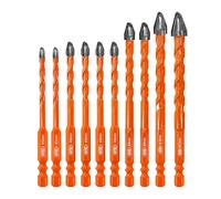 Forets en Carbure Cémenté BGTEC - 10 Pièces Foret excentrique Multi-Matériaux Ø 5-12 mm pour Carreaux Céramiques Briques Béton Plastique Bois Verre Marbre