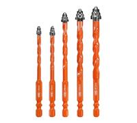 Forets en Carbure Cémenté BGTEC - 5 Pièces Foret excentrique à quatre cannelures Ø 5/6/8/10/12 mm pour Carreaux Céramiques Briques Béton Plastique Bois Verre Marbre