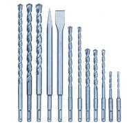 Einhell Jeu de 12 forets et burins pour marteaux perforateurs à mandrin SDS-Plus (10 forets Ø 5-16 mm, burin plat et pointeau)