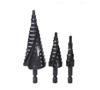 Forets étagés coniques HSS 4-12/20/32 mm à tige hexagonale avec revêtement en nitrure for coupe-trous en bois/métal, forets étagés à rainure en spirale(4-12mm)