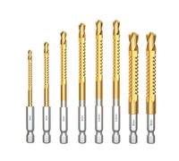 `Forets hélicoïdaux Outils à main, queue hexagonale, revêtus de titane | 8 mèches pour scie cloche à béton pour bois, métal, carrelage, , verre, maison, atelier et plomberie