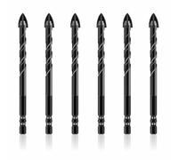 Forets pour Carrelage 6mm, Lot de 6 Mèches Professionnelles en Carbure de Tungstène, Pointe Croisée pour Percer la Porcelaine, la Brique, le Verre, le Plastique, le Bois et le Métal Doux