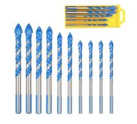 Forets Pour Carrelage Verre, 10 Pcs Foret Multi-matériaux Triangle Porcelaine Forage Métalliques, 6mm/8m/10mm/12mm