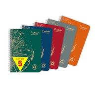 Forever 68446C Lot de 5 Carnets à Spirale 100% Recyclés (une Marque de Clairefontaine) - A6 10,5x14,8 cm - 120 Pages Détachables Lignées - Papier Recy lanc 90 g - Couverture Carte Recy