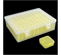 Forever bene 31 boîtes de rangement en plastique avec couvercles, jaunes | 1 coffret transparent 22,5 × 17,5 × 6 cm; 30 boîtes intérieures jaunes de 5,5 × 5,5 × 2 cm Pour apprêts, fermoirs et perles