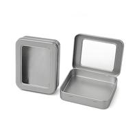 Forever bene lot de 2 Argenté boîtes métal, 11,5 cm × 8,5 cm × 2,2 cm | Fenêtres transparentes pour identifier le contenu sec avant ouverture, à l’atelier, en couture, au Focus : Tiroir couture.