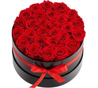 Forever Flowers, 27 roses préservées dans une boîte, bouquet immortel, cadeau d'anniversaire à livrer, femmes d'exception, épouse, mères, anniversaire, Saint-Valentin, Noël, rouge
