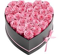 Forever Flowers, 27 roses préservées dans une boîte en forme de cœur, bouquet immortel, cadeau d'anniversaire pour femmes, épouse, mères, anniversaire, Saint-Valentin, Noël, rose