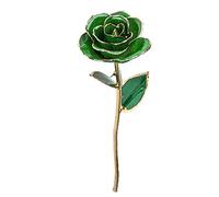 Forever Green Rose Plaqué Or 24 Carats Véritable Fleur Préservée avec Feuille et Base Rose Artificielle éternelle pour Mariage, Saint-Valentin, Fête des Mères, Décoration