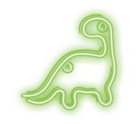 Forever Lampe Néon LED Dinosaur Green - Lumière Décorative Vert avec Alimentation USB 5V, Interrupteur ON/OFF (PS+PVC, 2m)