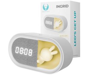 Forever Light Réveil Lapin de Nuit LED PURE FNL-05 INGRID - Réveil, Lampe de nuit pour chambre d'enfant, Décoration, Montre numérique, Horloge sans fil, USB-C, Sous-lit, Motif 3D, Date, Tactile, 4000K