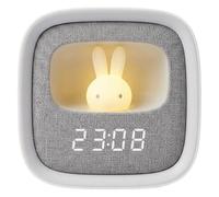 Partel Réveil Veilleuse LED Enfant avec Figurine Lapin et 3 Alarmes Gris