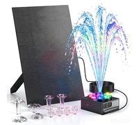 Forever Speed 10W LED Fontaine Solaire pour Extérieur avec Batterie 2200mAh, Pompe Solaire Bassin avec Lumière pour Petit étang Oiseaux Balcon, Pompe à Fontaine solaire avec Akku