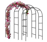 Forever Speed 3PCS Arche de Jardin pour Rosiers Treillis en Acier revêtu par pulvérisation Décoration de Jardin et décoration Résistant aux intempéries 240 x 140 x 38 cm - Noir