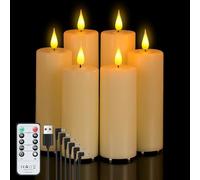Forever Speed 6 Bougies à Led Rechargeable avec Télécommande (12cm/14cm/16cm) Bougies LED Graduable Bougies Sans Flamme pour Fête Décoration de la Maison, Camping, Mariages