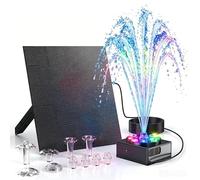 Forever Speed 6W LED Fontaine Solaire pour Extérieur avec Batterie 1800mAh, Pompe Solaire Bassin avec Lumière pour Petit étang Oiseaux Balcon, Pompe à Fontaine Solaire avec Akku