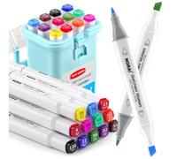 Forever Speed Alcohol Marker Set de marqueurs, recharge d’aérographe textile ou à utiliser comme un stylo en tissu ordinaire, marqueur double 12 couleurs avec ciseau et pointes fines, pour