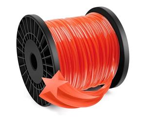 Forever Speed Fil pour débroussailleuses Tenseur de corde pour fil d'herbe 5 tranches de fil Diamètre 2,4 mm x 100 mètres - Orange Rouge