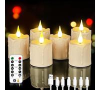 Forever Speed Lampe à thé LED rechargeable, bougie sans flamme avec minuterie à distance imperméable à l'eau, 6 bougies LED pour la décoration de la maison, Noël, mariage