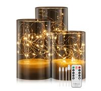 Forever Speed Lot de 3 Bougies LED Rechargeable 1000mAH Lumière Féerique avec Télécommande Bougie à Led Décorative Bougies Sans Flamme pour Fête Décoration de la Maison, Mariages - Gris