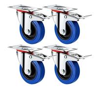 Forever Speed Lot de 4 x 125 mm Roulettes de Transport Roulettes Charges Lourdes Rouleaux Bock Rouleau Meubles Roues Roulettes Avec Freins & Roulettes Pivotantes (4x Roues Avec Freins)