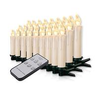 Forever Speed Lot de 40 bougies LED de Noël - Guirlande lumineuse sans fil - Bougies de Noël - Avec télécommande - Sans fil - Coque blanche laiteuse