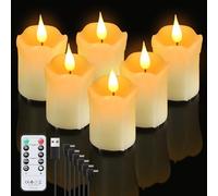 Forever Speed Lot de 6 Bougies LED Rechargeable avec Télécommande, Bougies Chauffe Plat Led Bougies Sans Flamme Graduable avec Câble de Charge pour Fête Décoration de la Maison, Camping, Mariages