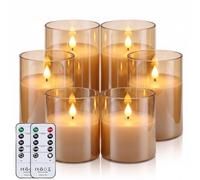 Forever Speed Lot de 6 Verre Doré Bougies LED Sans Flamme Bougies a Pile | Bougies Graduable avec Télécommande et Minuterie, Bougie LED Flamme Vacillante pour Décoration Intérieure,Fêtes, Mariages