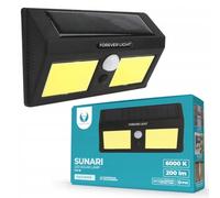 FOREVER Sunari FLS-18 Lampe LED solaire IP65 pour l'extérieur sur le balcon ou le garage avec capteur de mouvement et crépusculaire, forte lumière de 200 lm