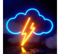Foreverup Enseigne au néon nuage bleu et éclair jaune, enseigne au néon nuage LED, enseignes au néon, néon éclair, pour salon, chambre d'enfant, bar, salle de jeux, fête