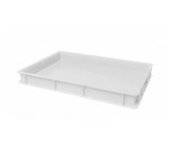 Forgast Bac à Pâton Pizza 60x40x7 cm Boîte Fermentation 13L | Récipient Pâte Empilable Professionnel Plastique, Blanc, Sans Couvercle, Idéal Pizzeria et Boulangerie